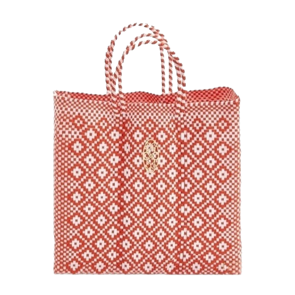 Medium Reusable Bag | Checkerboard | Pink & Orange