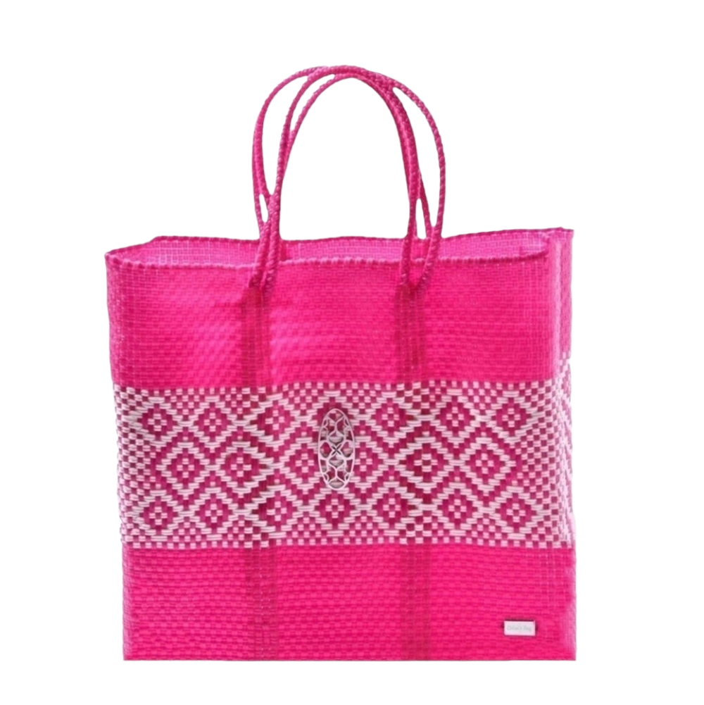MEDIUM PINK AZTEC BAND TOTE BAG REGULAR STRAP – Lola display picture 2