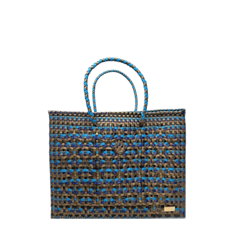 SMALL GOLD BLUE TOTE BAG