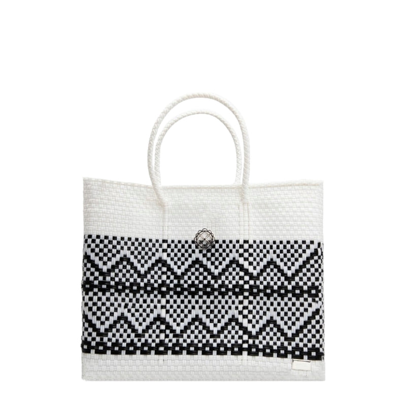 SMALL WHITE AZTEC BAND TOTE BAG