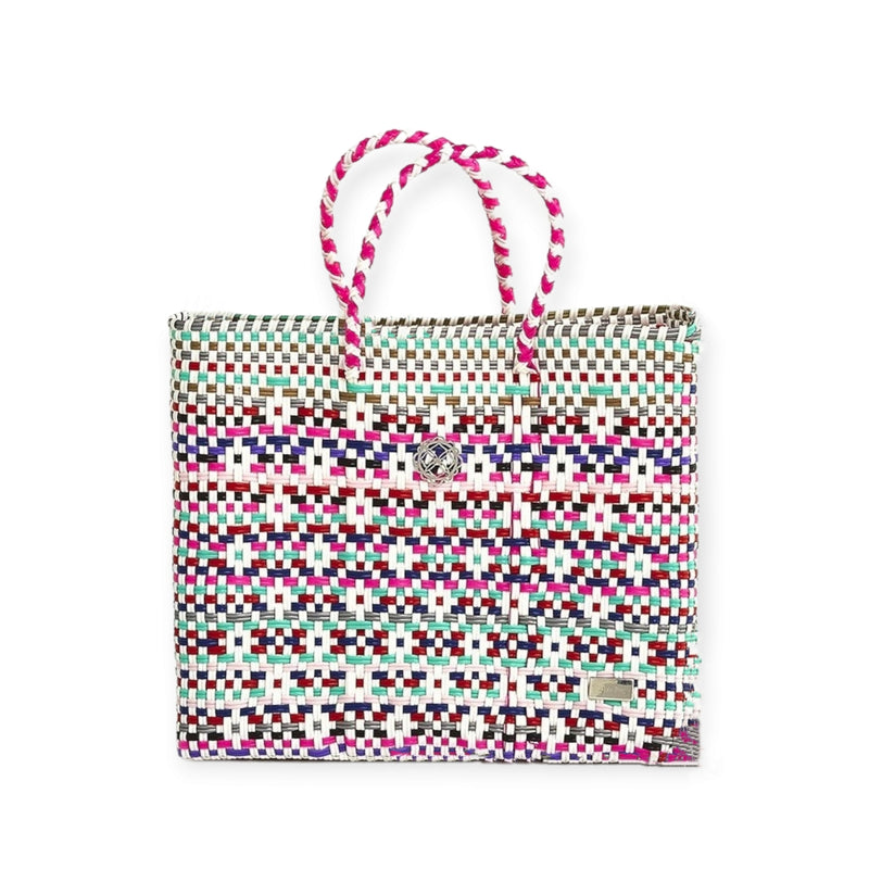 SMALL PINK PATTERNED TOTE BAG