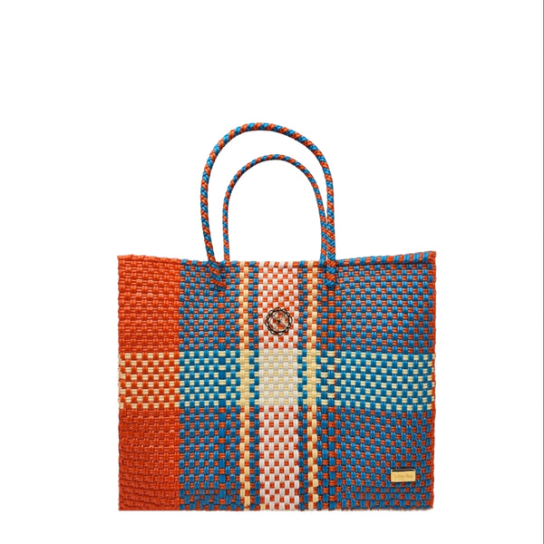 Small Orange Blue Patterned Tote