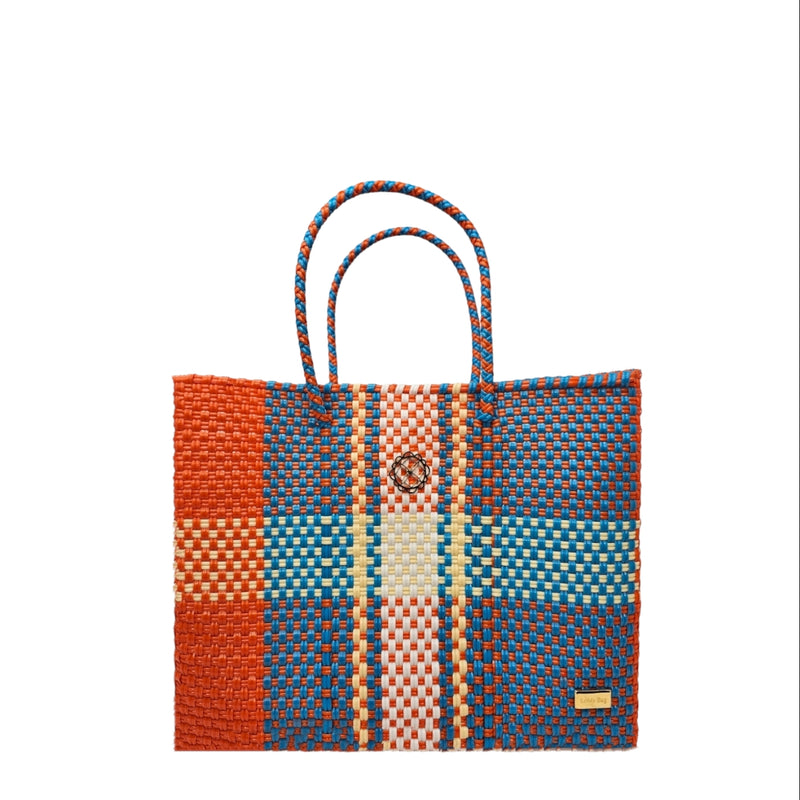 Small Orange Blue Patterned Tote