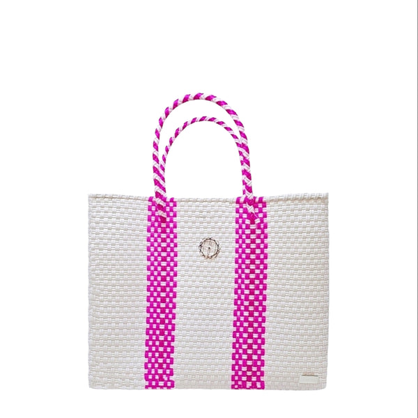 SMALL PINK STRIPED TOTE BAG