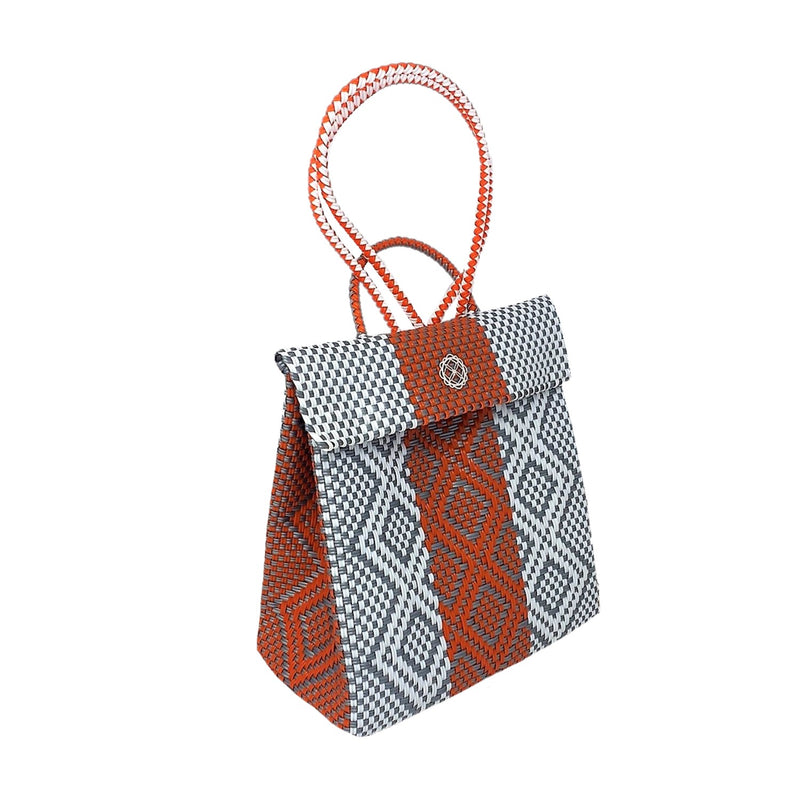 Backpack Orange Silver Aztec