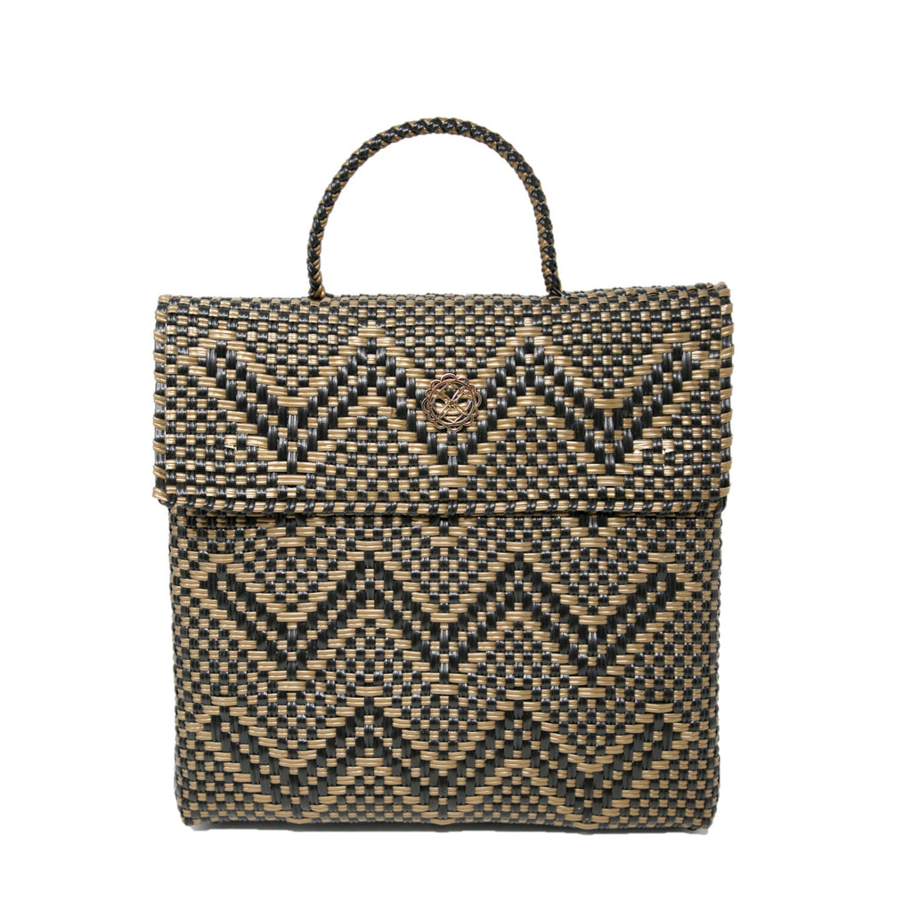 NEW LOLA\'S BAG women\'s small handmade chevron backpack in white/gold Backpack White Gold Chevron Small – Lola main image 3