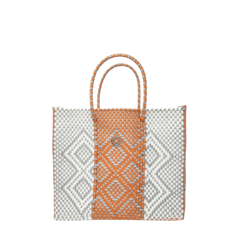 SMALL ORANGE PATTERNED TOTE BAG