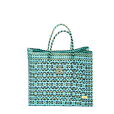 SMALL TURQUOISE PATTERNED TOTE BAG
