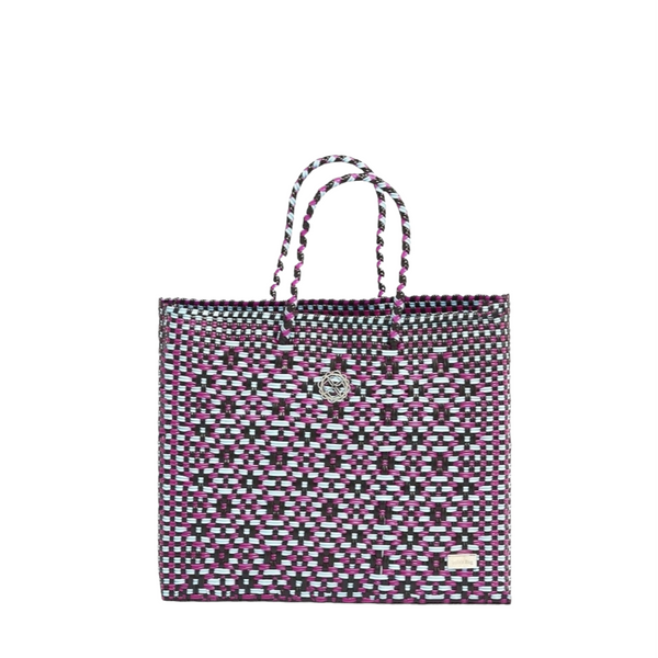SMALL PINK BLUE PATTERNED TOTE BAG