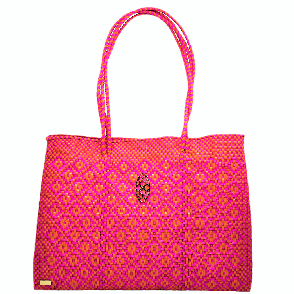TRAVEL PINK ORANGE AZTEC TOTE WITH CLUTCH – Lola\'s Bag