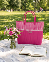 MEDIUM PINK STRIPED TOTE BAG REGULAR STRAP