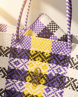 TRAVEL PURPLE YELLOW TOTE WITH CLUTCH