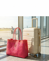 TRAVEL PINK ORANGE AZTEC TOTE WITH CLUTCH