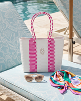 MEDIUM PINK STRIPED TOTE BAG SHOULDER STRAP