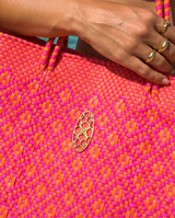 TRAVEL PINK ORANGE AZTEC TOTE WITH CLUTCH