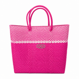 MEDIUM PINK STRIPED TOTE BAG REGULAR STRAP