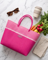 MEDIUM PINK STRIPED TOTE BAG REGULAR STRAP