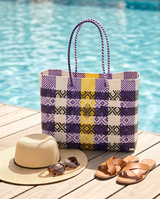 TRAVEL PURPLE YELLOW TOTE WITH CLUTCH