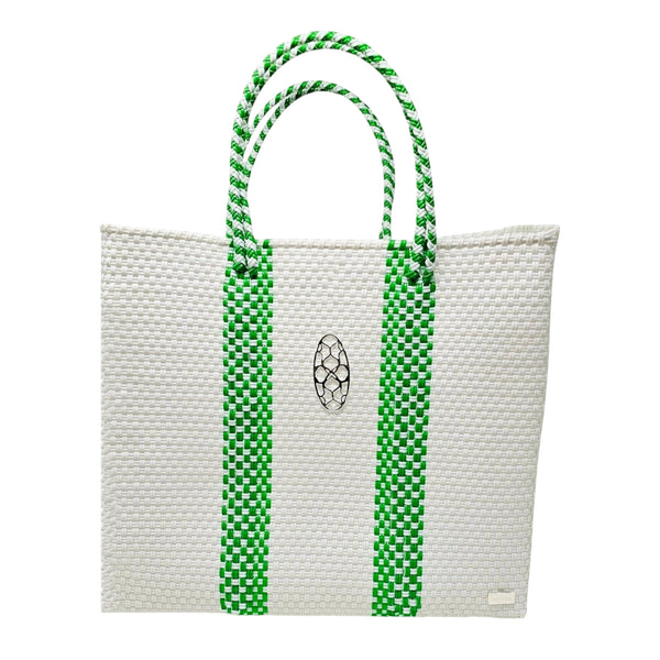 MEDIUM GREEN STRIPED TOTE BAG