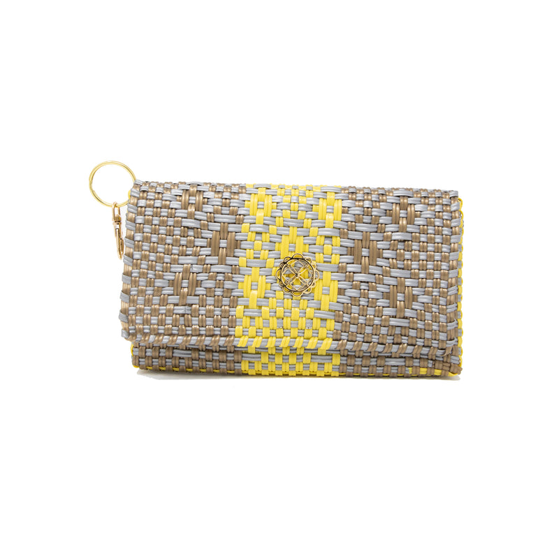 TRAVEL YELLOW GRAY AZTECA TOTE WITH CLUTCH