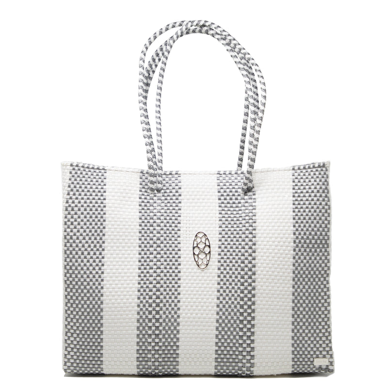 TRAVEL SILVER STRIPE TOTE WITH CLUTCH