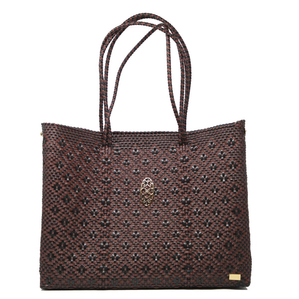 TRAVEL BURGUNDY BLACK AZTEC TOTE WITH CLUTCH