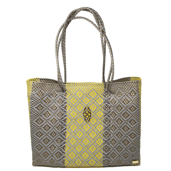 TRAVEL YELLOW GRAY AZTECA TOTE WITH CLUTCH