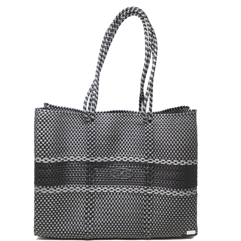 TRAVEL BLACK SILVER TOTE BAG WITH CLUTCH