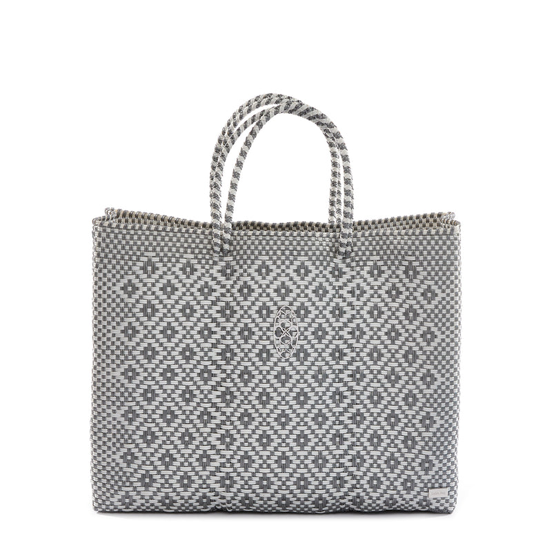 TRAVEL SILVER WHITE AZTEC TOTE BAG WITH CLUTCH