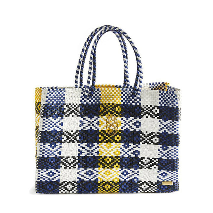 TRAVEL BLUE YELLOW TOTE BAG WITH CLUTCH