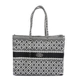 TRAVEL BLACK AZTEC STRIPE TOTE BAG WITH CLUTCH