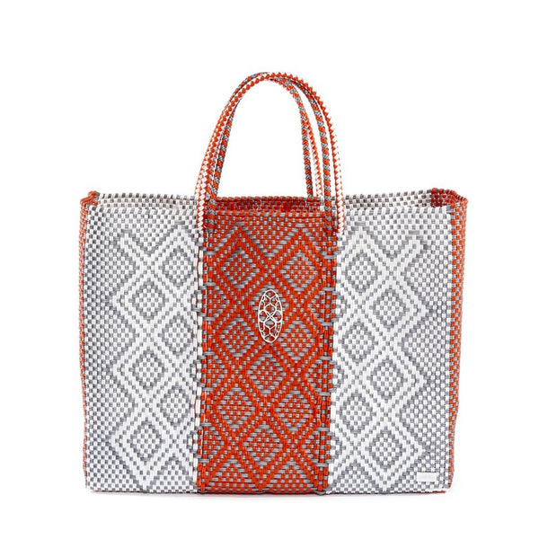 TRAVEL SILVER ORANGE TOTE BAG AND CLUTCH