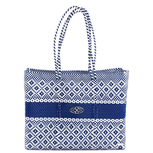 TRAVEL BLUE AZTEC STRIPE TOTE BAG WITH CLUTCH