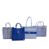 TRAVEL BLUE AZTEC STRIPE TOTE BAG WITH CLUTCH