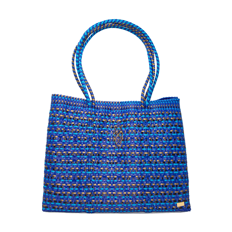 TRAVEL BLUE PATTERNED TOTE WITH CLUTCH