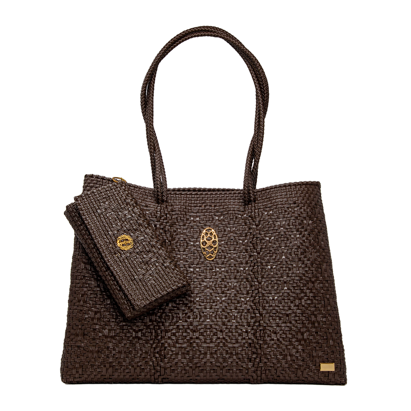 TRAVEL BROWN TOTE WITH CLUTCH