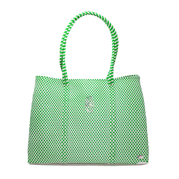 TRAVEL WHITE GREEN TOTE WITH CLUTCH