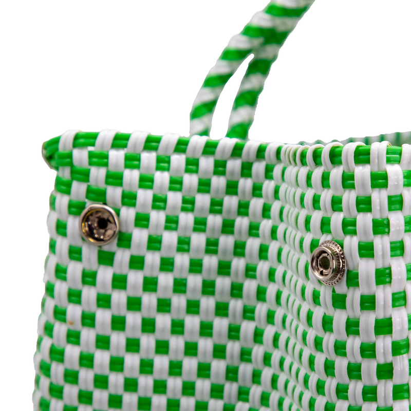 TRAVEL WHITE GREEN TOTE WITH CLUTCH