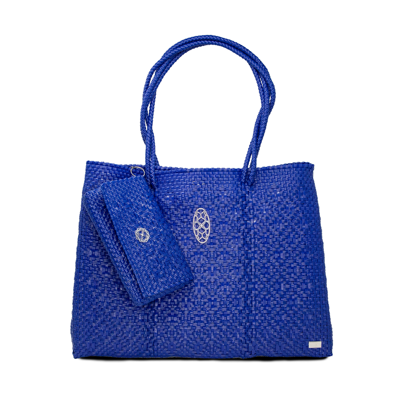 TRAVEL NAVY BLUE TOTE WITH CLUTCH