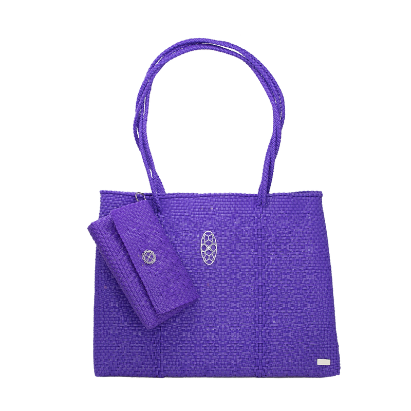 TRAVEL PURPLE TOTE WITH CLUTCH