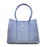 TRAVEL WHITE BLUE CHECKERED TOTE WITH CLUTCH