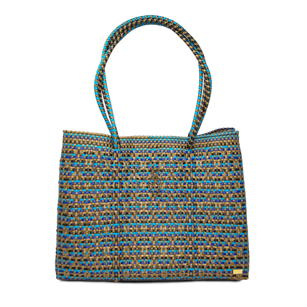 TRAVEL GOLD BLUE TOTE WITH CLUTCH
