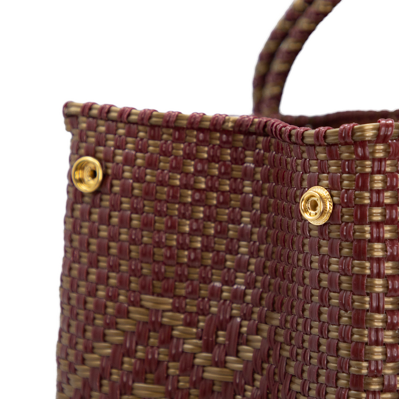 TRAVEL BURGUNDY GOLD AZTEC TOTE WITH CLUTCH