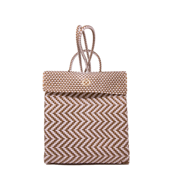 Backpack White Gold Chevron Small – Lola