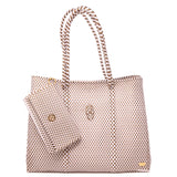 TRAVEL WHITE GOLD CHECKERED TOTE WITH CLUTCH